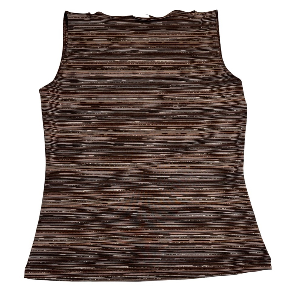 Vol. 1 Brown Metallic Stripe Tank Top Size Large Small Metallic Stripes Vintage - Picture 6 of 7